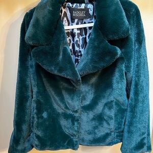 Badgley Mischka Women's Green Faux Fur Jacket